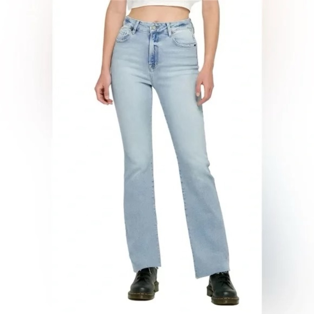 Hidden Jeans Ryan Bootcut Slit Raw Hem, 29, light wash